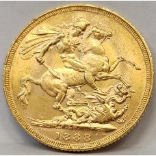 AUSTRALIA 1888 . ONE 1 SOVEREIGN . MELBOURNE . GOLD . Mc 177 (a)